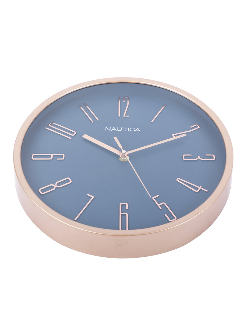 Modern Wall Clock For Latest Stylish Home With Quartz Silent Sweep Technology <small> (solid matt-navy/rosegold)</small>