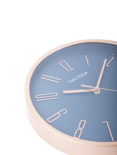 Modern Wall Clock For Latest Stylish Home With Quartz Silent Sweep Technology <small> (solid matt-navy/rosegold)</small>