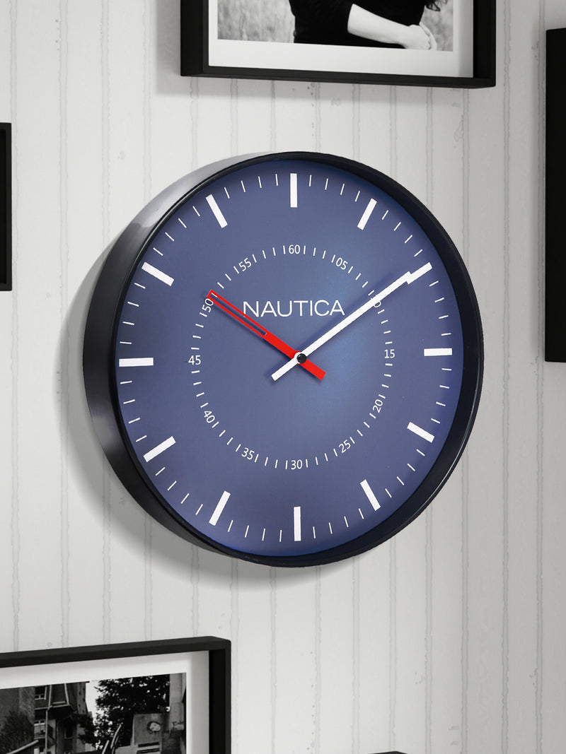 Modern Wall Clock For Latest Stylish Home With Quartz Silent Sweep Technology <small> (solid matt-navy/black)</small>