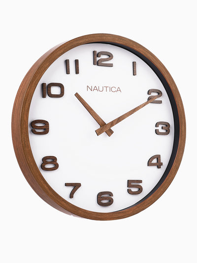 Luxury Wooden Finish Modern Wall Clock With Quartz Silent Sweep Technology <small> (real wood numbers-teak/white)</small>