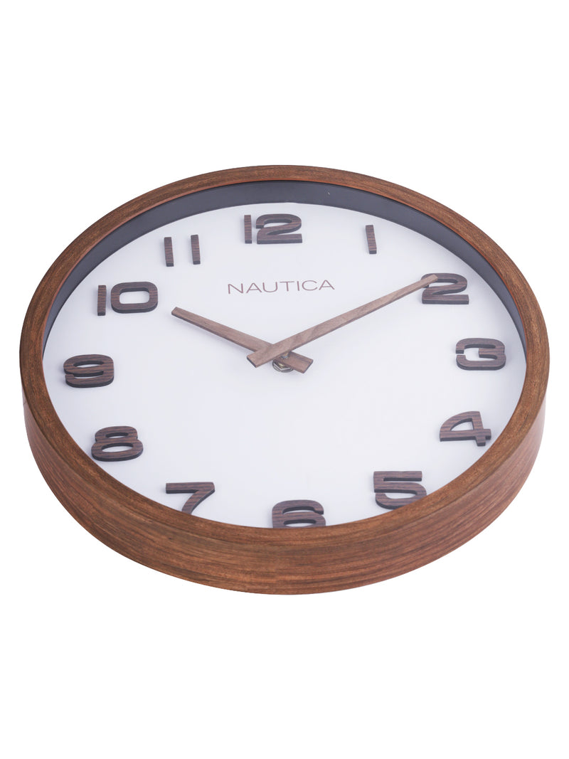 Luxury Wooden Finish Modern Wall Clock With Quartz Silent Sweep Technology <small> (real wood numbers-teak/white)</small>