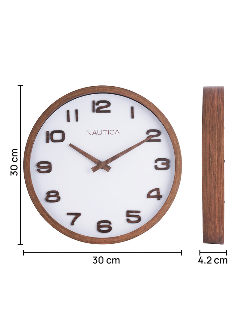 Luxury Wooden Finish Modern Wall Clock With Quartz Silent Sweep Technology <small> (real wood numbers-teak/white)</small>