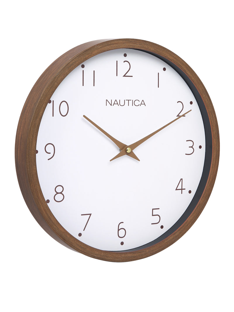 Luxury Wooden Finish Modern Wall Clock With Quartz Silent Sweep Technology <small> (wood grain rim-teak/white)</small>
