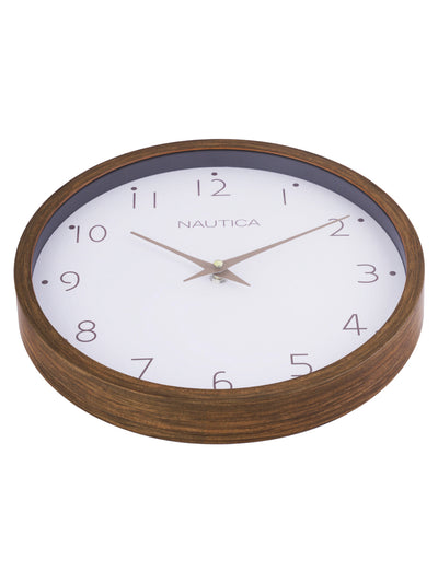 Luxury Wooden Finish Modern Wall Clock With Quartz Silent Sweep Technology <small> (wood grain rim-teak/white)</small>