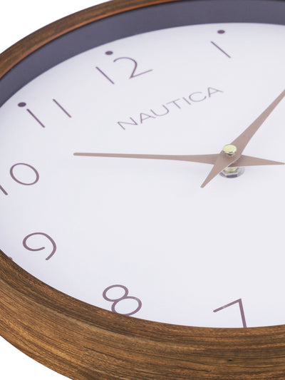 Luxury Wooden Finish Modern Wall Clock With Quartz Silent Sweep Technology <small> (wood grain rim-teak/white)</small>