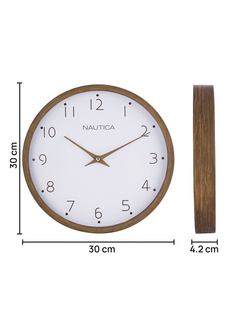 Luxury Wooden Finish Modern Wall Clock With Quartz Silent Sweep Technology <small> (wood grain rim-teak/white)</small>