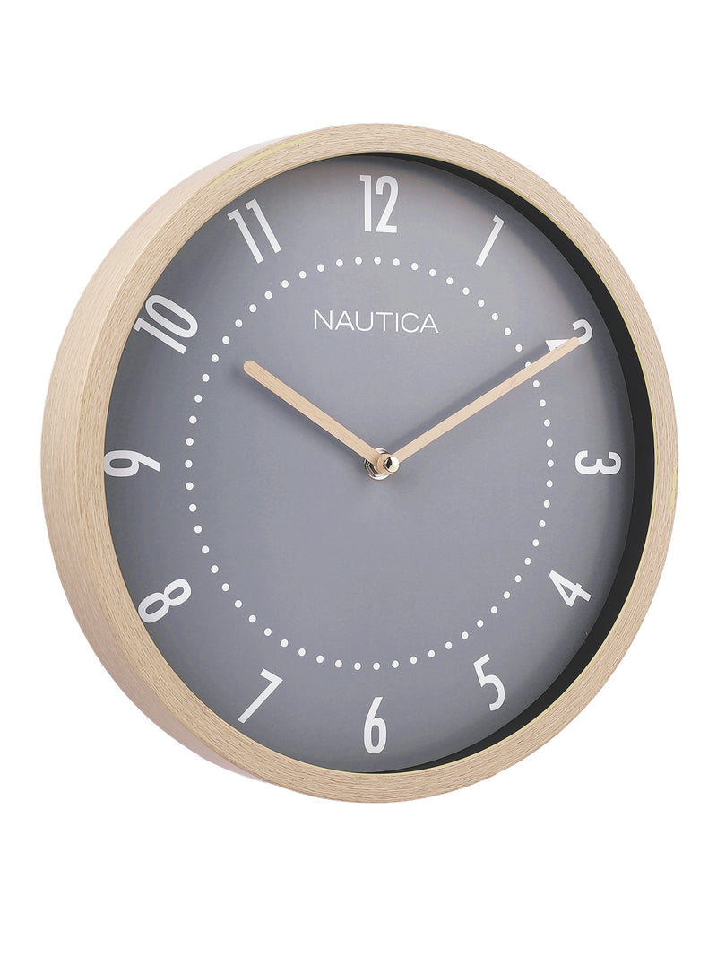 Luxury Wooden Finish Modern Wall Clock With Quartz Silent Sweep Technology <small> (wood grain rim-pine/grey)</small>