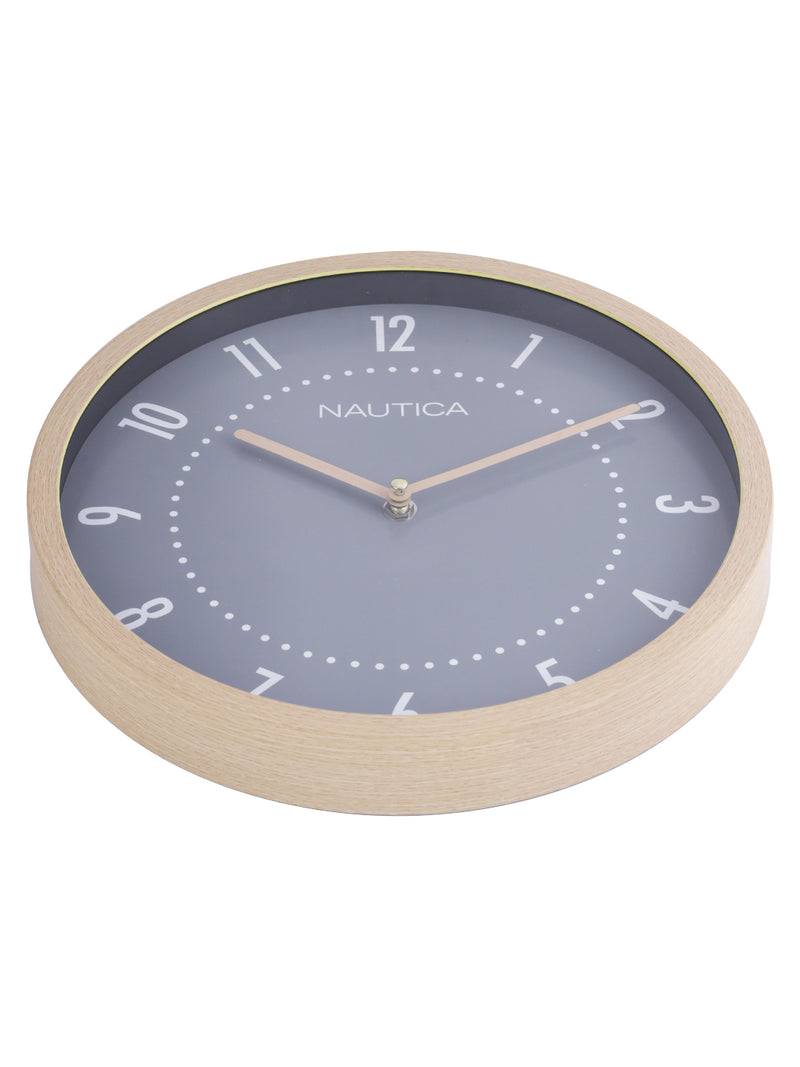 Luxury Wooden Finish Modern Wall Clock With Quartz Silent Sweep Technology <small> (wood grain rim-pine/grey)</small>