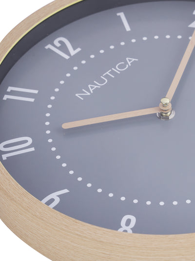Luxury Wooden Finish Modern Wall Clock With Quartz Silent Sweep Technology <small> (wood grain rim-pine/grey)</small>