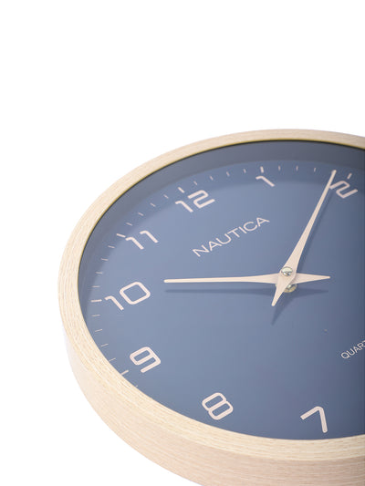 Luxury Wooden Finish Modern Wall Clock With Quartz Silent Sweep Technology <small> (wood grain rim-pine/navy)</small>
