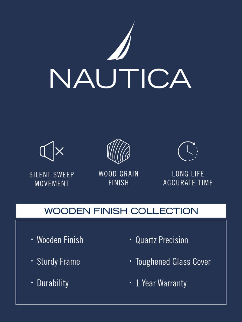 Luxury Wooden Finish Modern Wall Clock With Quartz Silent Sweep Technology <small> (wood grain rim-pine/navy)</small>