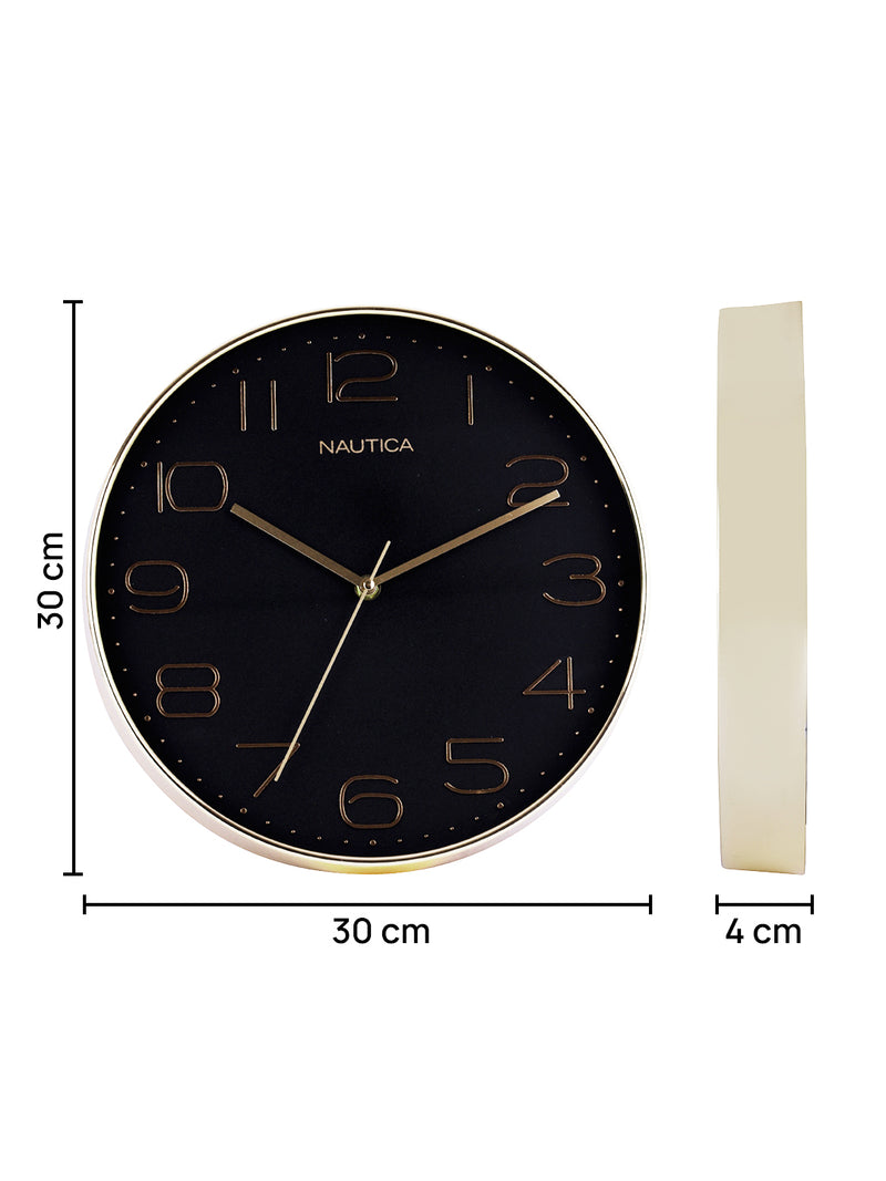 Modern Wall Clock For Latest Stylish Home With Quartz Silent Sweep Technology <small> (glossy rim-black/rosegold)</small>