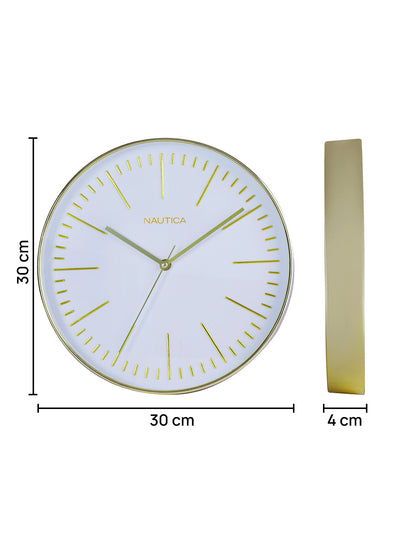 Modern Wall Clock For Latest Stylish Home With Quartz Silent Sweep Technology <small> (glossy rim-white/gold)</small>