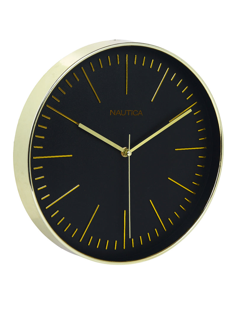 Modern Wall Clock For Latest Stylish Home With Quartz Silent Sweep Technology <small> (glossy rim-black/gold)</small>