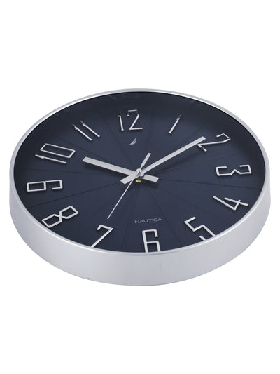 Modern Wall Clock For Latest Stylish Home With Quartz Silent Sweep Technology <small> (solid matt-navy/silver)</small>