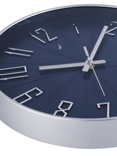 Modern Wall Clock For Latest Stylish Home With Quartz Silent Sweep Technology <small> (solid matt-navy/silver)</small>