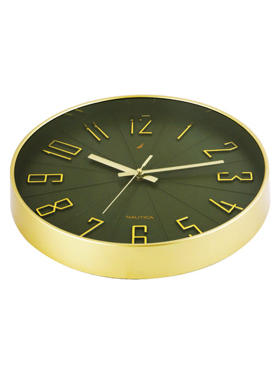 Modern Wall Clock For Latest Stylish Home With Quartz Silent Sweep Technology <small> (solid matt-green/gold)</small>