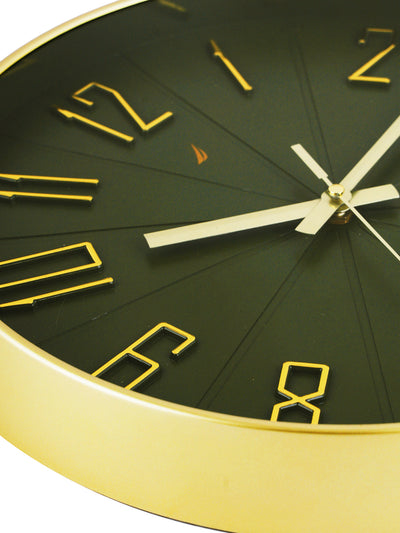 Modern Wall Clock For Latest Stylish Home With Quartz Silent Sweep Technology <small> (solid matt-green/gold)</small>