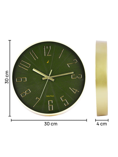 Modern Wall Clock For Latest Stylish Home With Quartz Silent Sweep Technology <small> (solid matt-green/gold)</small>