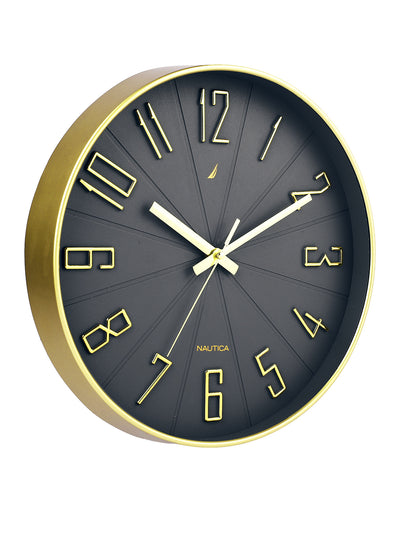 Modern Wall Clock For Latest Stylish Home With Quartz Silent Sweep Technology <small> (solid matt-grey/gold)</small>