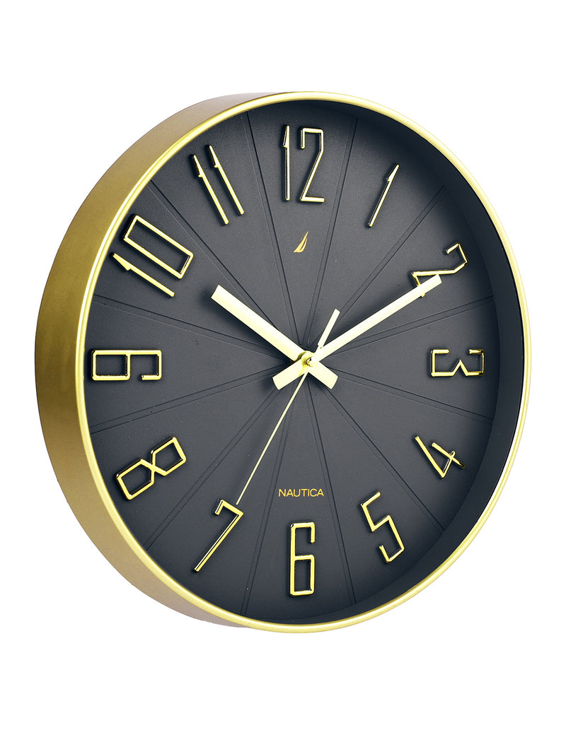 Modern Wall Clock For Latest Stylish Home With Quartz Silent Sweep Technology <small> (solid matt-grey/gold)</small>