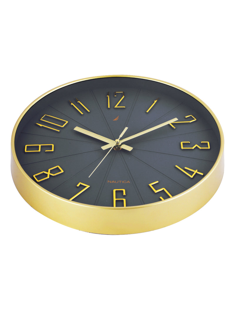 Modern Wall Clock For Latest Stylish Home With Quartz Silent Sweep Technology <small> (solid matt-grey/gold)</small>