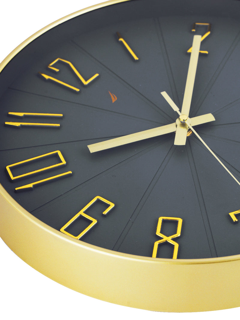 Modern Wall Clock For Latest Stylish Home With Quartz Silent Sweep Technology <small> (solid matt-grey/gold)</small>