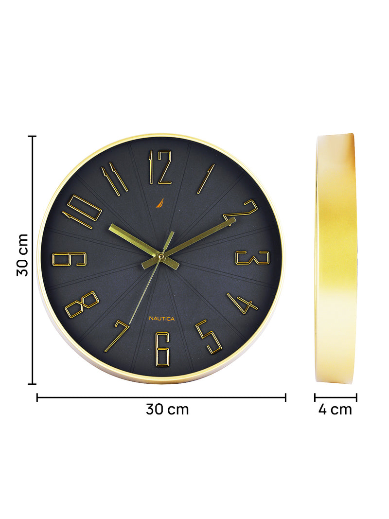 Modern Wall Clock For Latest Stylish Home With Quartz Silent Sweep Technology <small> (solid matt-grey/gold)</small>