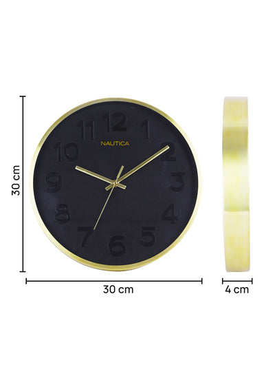 Premium Metal Modern Wall Clock With Quartz Silent Sweep Technology <small> (metal rim - 3d dial-black/gold)</small>