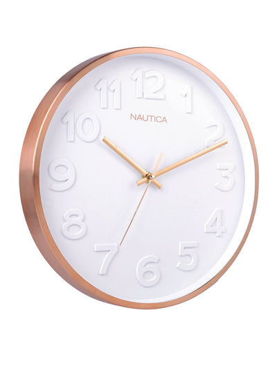 Premium Metal Modern Wall Clock With Quartz Silent Sweep Technology <small> (metal rim - 3d dial-white/rosegold)</small>