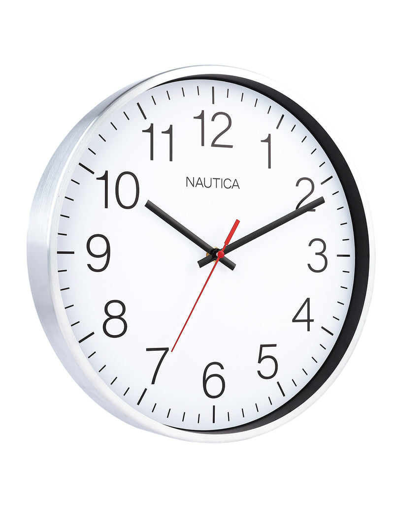 Premium Metal Modern Wall Clock With Quartz Silent Sweep Technology <small> (metal rim - sport dial-white/silver)</small>