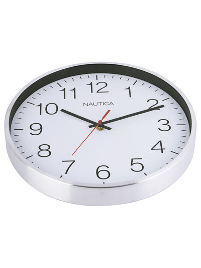 Premium Metal Modern Wall Clock With Quartz Silent Sweep Technology <small> (metal rim - sport dial-white/silver)</small>
