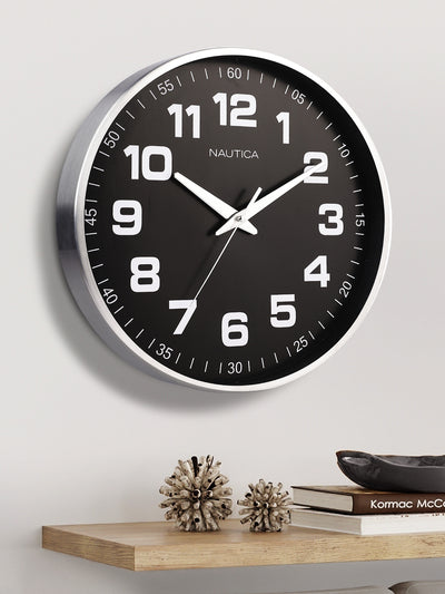 Premium Metal Modern Wall Clock With Quartz Silent Sweep Technology <small> (metal rim - sport dial-black/silver)</small>
