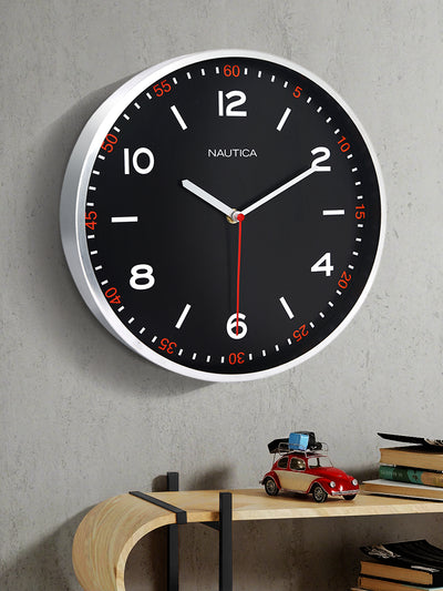 Premium Metal Modern Wall Clock With Quartz Silent Sweep Technology <small> (metal rim - sport dial-black/silver)</small>