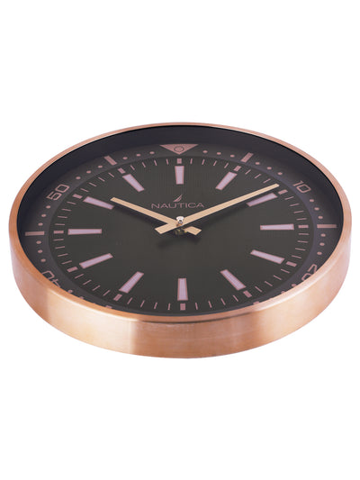 Premium Metal Modern Wall Clock With Quartz Silent Sweep Technology <small> (metal rim - metallic dial-brown/rosegold)</small>