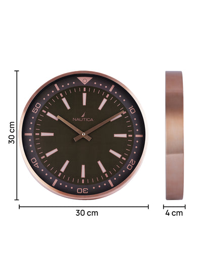 Premium Metal Modern Wall Clock With Quartz Silent Sweep Technology <small> (metal rim - metallic dial-brown/rosegold)</small>