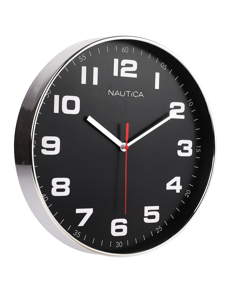 Modern Wall Clock For Latest Stylish Home With Quartz Silent Sweep Technology <small> (glossy rim-black/silver)</small>
