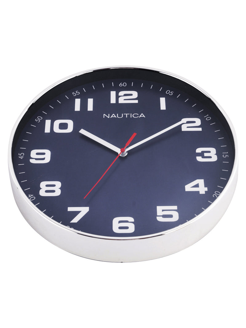 Modern Wall Clock For Latest Stylish Home With Quartz Silent Sweep Technology <small> (glossy rim-navy/silver)</small>