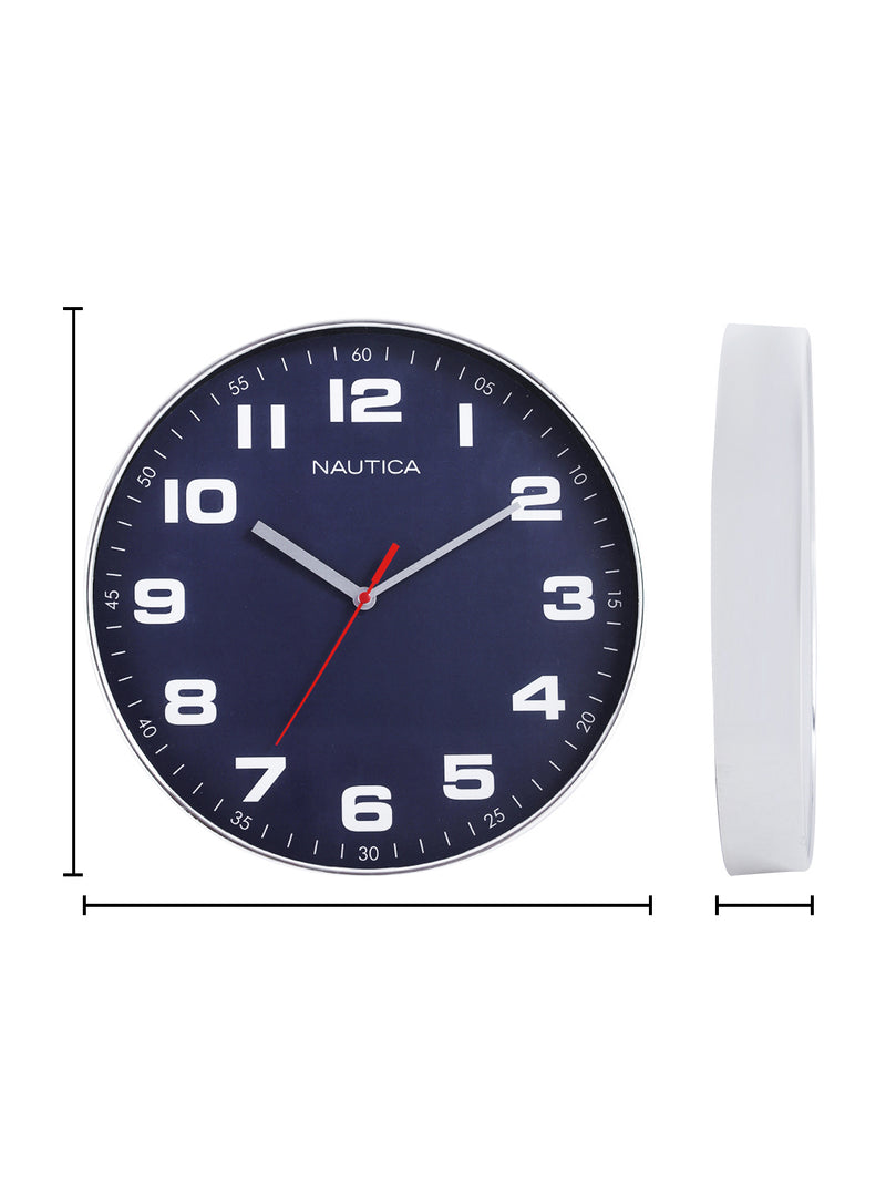 Modern Wall Clock For Latest Stylish Home With Quartz Silent Sweep Technology <small> (glossy rim-navy/silver)</small>
