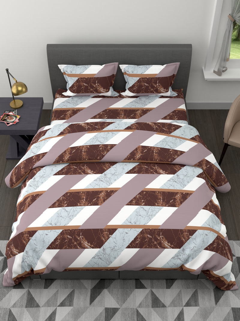 Extra Smooth Double Comforter With 1 Double Bedsheet 2 Pillow Covers, For Ac Room <small> (ornamental-khaki/beige)</small>