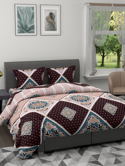 Extra Smooth Double Comforter With 1 Double Bedsheet 2 Pillow Covers, For Ac Room <small> (floral-chocolate/multi)</small>