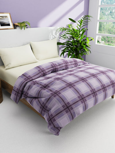 Super Soft 100% Natural Cotton Fabric Double Comforter For Winters <small> (checks-purple)</small>