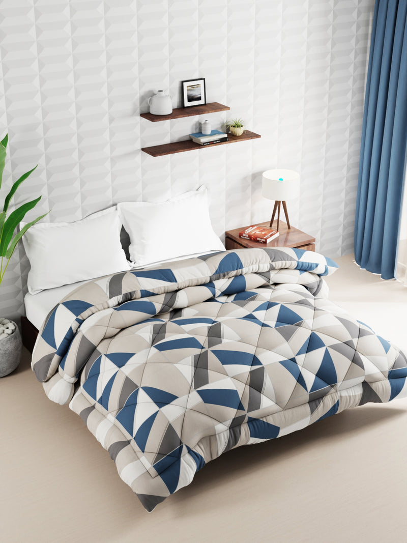 Super Soft Microfiber Double Comforter For All Weather <small> (geometrical-blue/sand)</small>