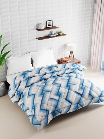Super Soft Microfiber Double Comforter For All Weather <small> (geometrical-blue/multi)</small>
