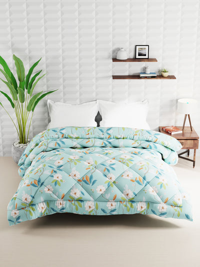 Super Soft Microfiber Double Comforter For All Weather <small> (floral-sea blue)</small>