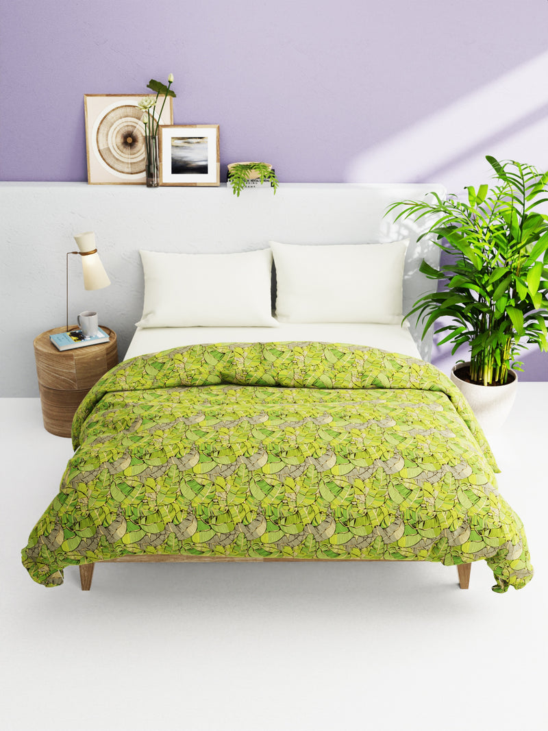 Super Soft 100% Natural Cotton Fabric Comforter For All Weather <small> (floral-green/multi)</small>
