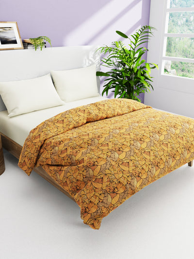 Super Soft 100% Natural Cotton Fabric Double Comforter For Winters <small> (floral-orange/multi)</small>
