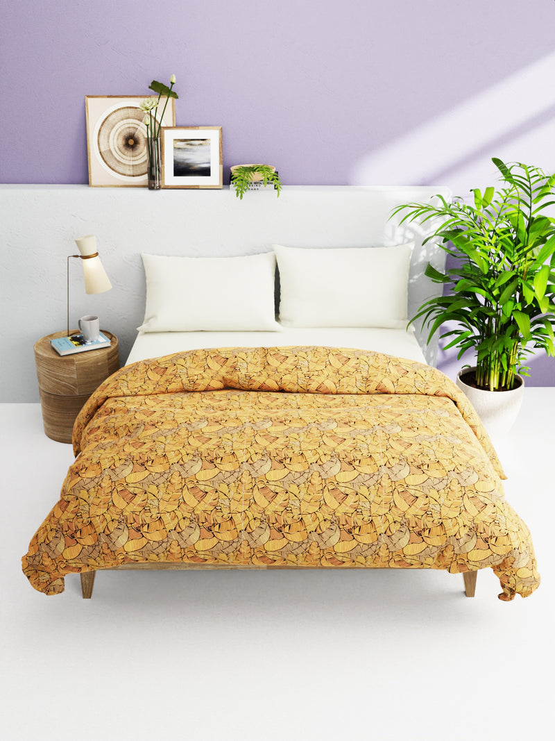 Super Soft 100% Natural Cotton Fabric Double Comforter For Winters <small> (floral-orange/multi)</small>