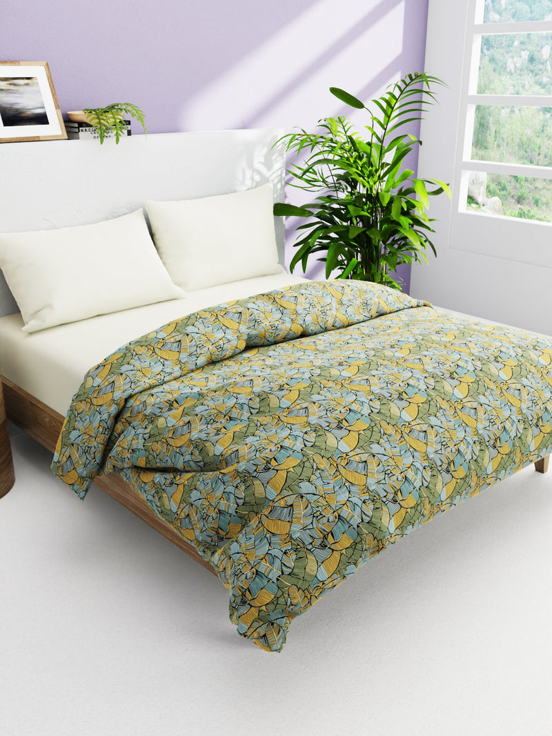 Super Soft 100% Natural Cotton Fabric Comforter For All Weather <small> (floral-blue/multi)</small>