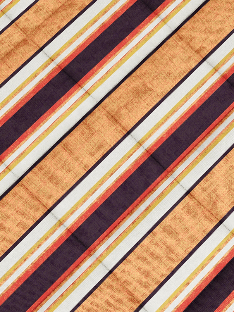 Super Soft 100% Natural Cotton Fabric Comforter For All Weather <small> (stripe-orange/beige)</small>
